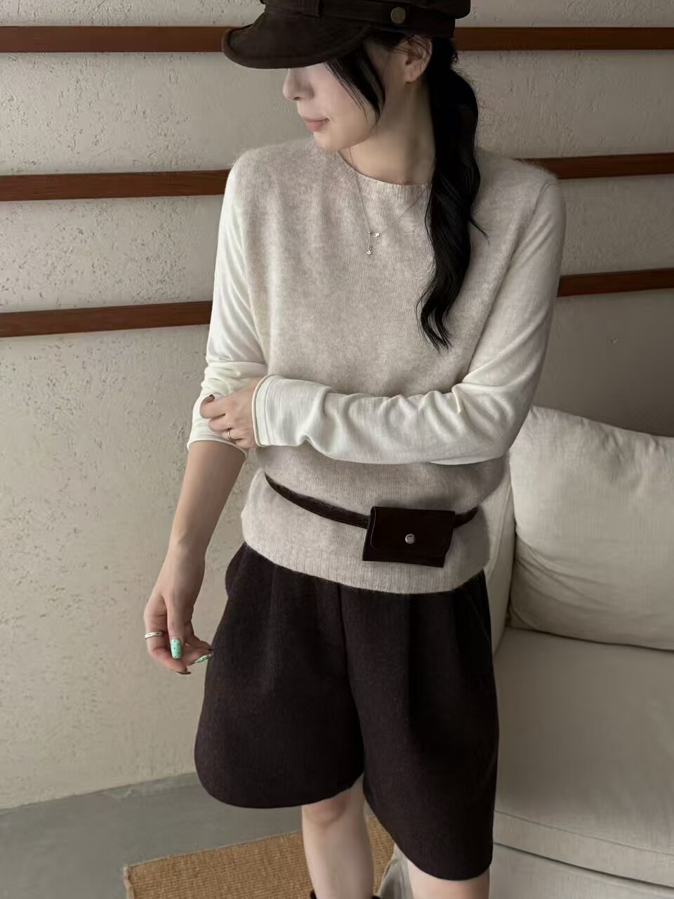 韩系叠穿羊绒拉毛针织马甲女背心