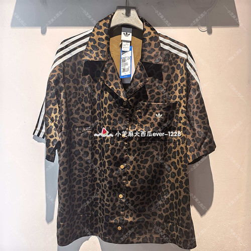adidas三叶草宽松短袖翻领衬衫