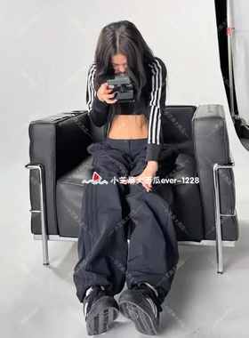 adidas三叶草正品Jennie同款OFF PLACED休闲梭织宽松运动裤JX8111