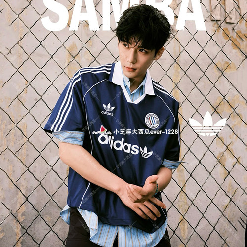 adidas三叶草足球风运动短袖球衣