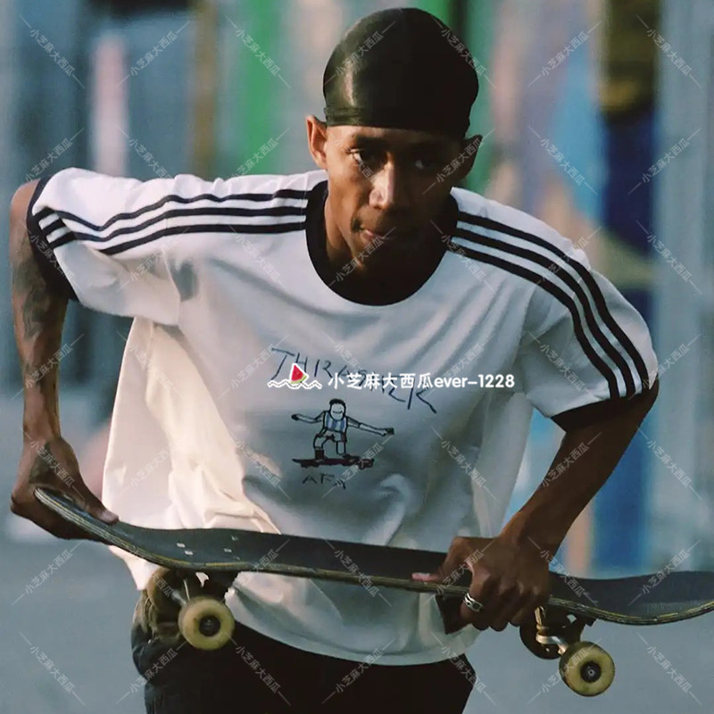 adidas三叶草THRASHER X AFA ARGENTINA滑板风运动短袖T恤KX4548