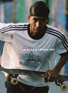 adidas三叶草THRASHER X AFA ARGENTINA滑板风运动短袖T恤KX4548
