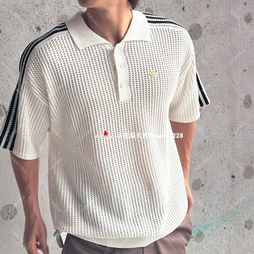 adidas三叶草宽松短袖POLO衫