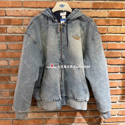 adidas三叶草动宽松连帽棉服外套