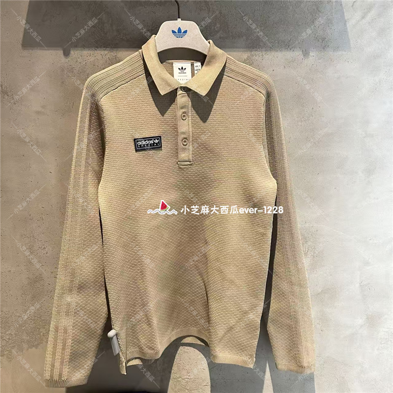 adidas三叶草舒适运动长袖POLO衫