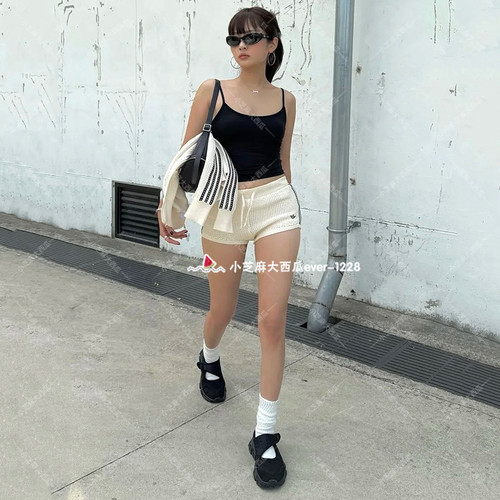 adidas三叶草针织抽绳休闲短裤
