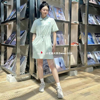 adidas三叶草专柜正品女子小logo运动翻领休闲舒适连衣裙IK8631