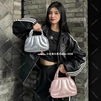 adidas三叶草亮泽感运动手提包