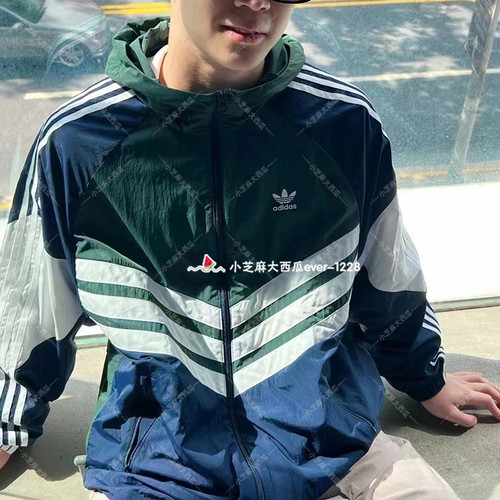 adidas三叶草复古撞色运动外套