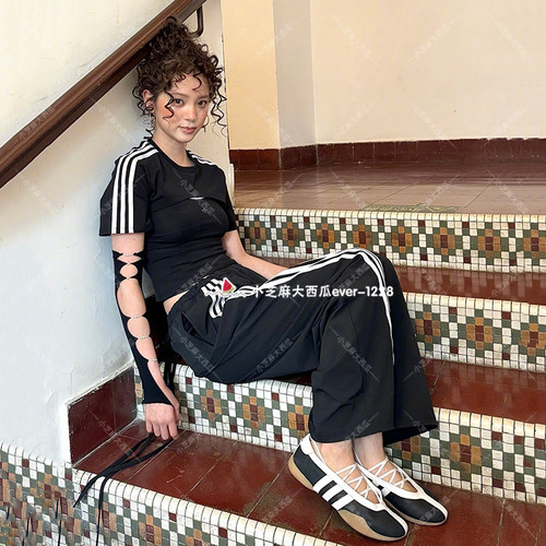 adidas三叶草宽松降落伞运动长裤