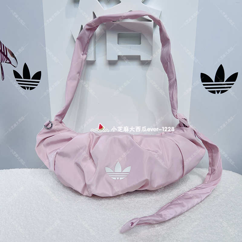 adidas三叶草运动单肩包褶皱挎包