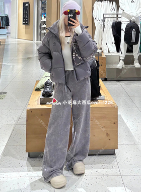 adidas三叶草正品女子宽松休闲舒适慢跑休闲阔腿运动长裤IY7399