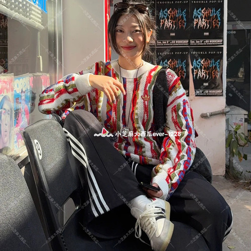 adidas三叶草针织运动套头毛衣