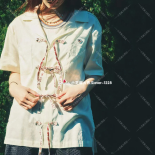 adidas三叶草CLOT陈冠希联名男女藏族色彩印花系带短袖衬衫JP1599