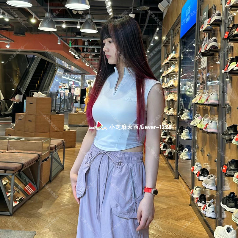adidas阿迪达斯女子速干缀反光细节运动休闲修身无袖T恤JJ1593