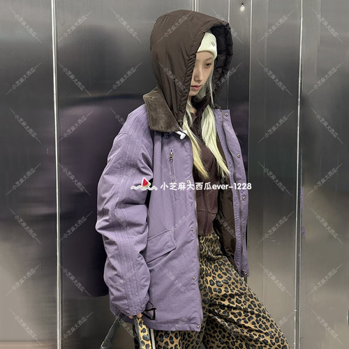 adidas三叶草运动宽松连帽棉服