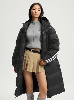 adidas三叶草男女暖芯科技保暖长款鸭绒羽绒服KC2564KF3698KC2566