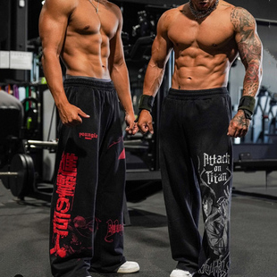 YOUNGLA美式运动长裤男宽松直筒休闲运动兄弟训练肌肉健身卫裤子