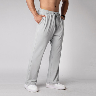 运动长裤男速干直筒弯刀微喇训练跑步深蹲高弹力健身长裤宽松夏季