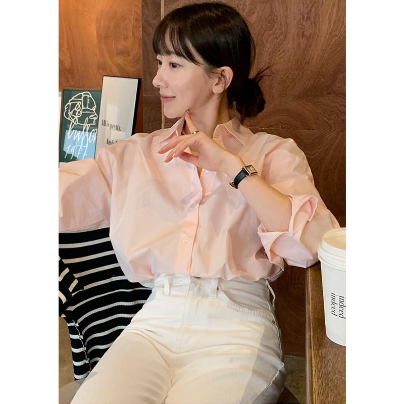 粉色衬衫女设计感小众高级感2025春秋新款洋气时尚宽松慵懒风衬衣