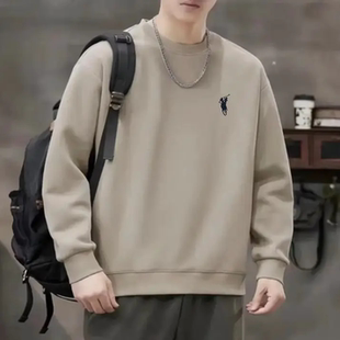 【逐世保罗刺绣-战马】运动休闲时尚华棉圆领卫衣百搭男士情侣长