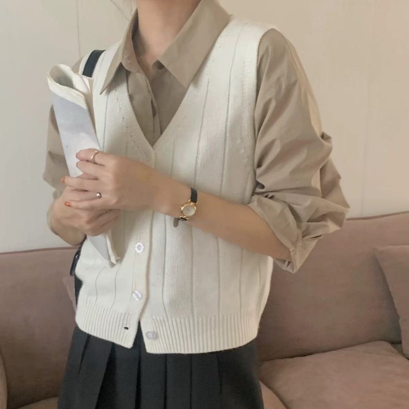 日系复古温柔麻花针织马甲开衫女秋气质休闲外搭叠穿毛衣背心