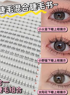 大容量下睫毛混合版睫毛书~野猫火苗睫毛懒人太阳分段新手假睫毛