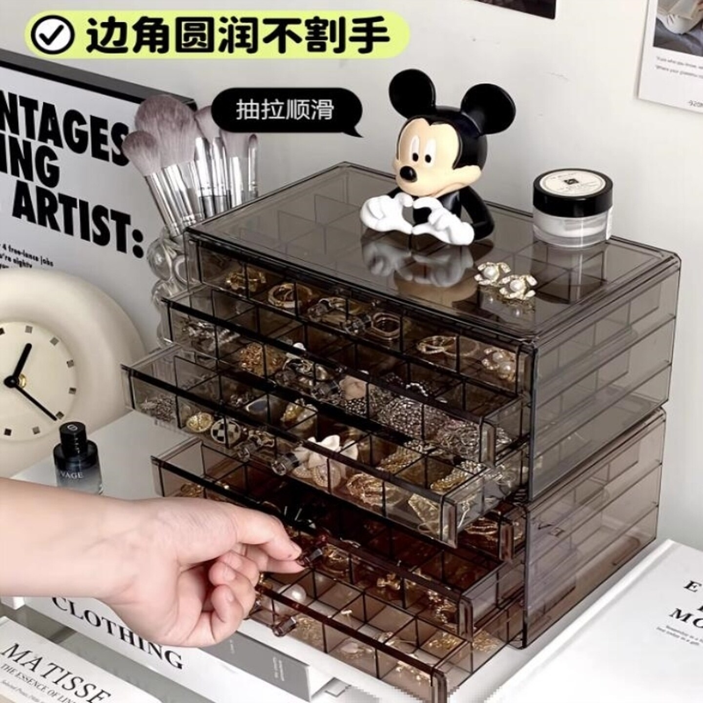 耳环盒子收纳首饰盒多层透明大容量耳环耳钉项链饰品盒手链戒指盒