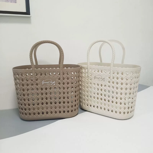 洗澡手提篮买菜篮洗澡收纳篮浴筐镂空可沥水多用途淋浴塑料篮子