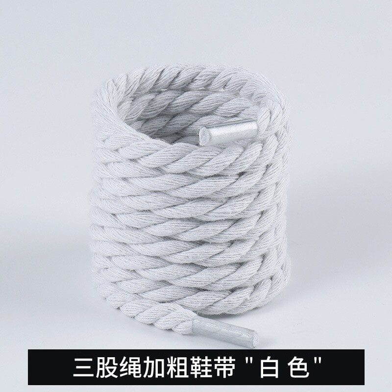 thumbnail for Black shoelaces round and thick three-strand hemp rope laces 8mm thick hemp rope laces are decorated with black beige shoestring accessories