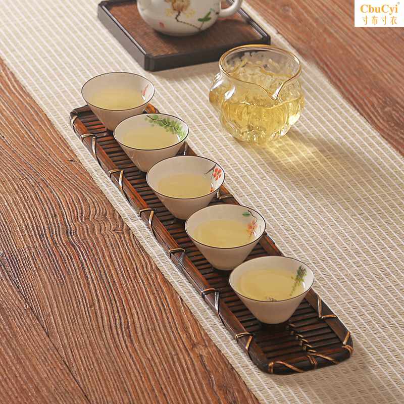 仿古竹排茶盘 竹制长方形茶托盘 家用杯托实木杯垫大小号干泡茶|ruв категории посуда, чайный сервиз, Садо/ноль - от Buy2taobao.com для оказания профессиональной услуги покупки агента Taobao