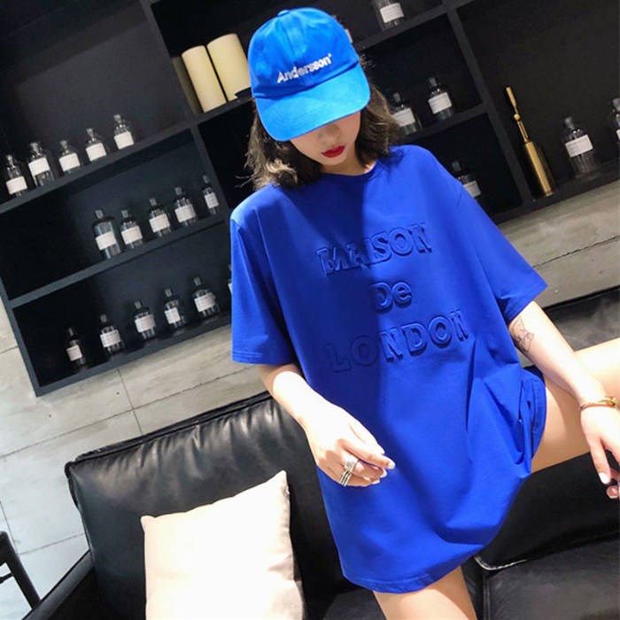 新款夏潮百搭下身失踪中长款女t恤热销0件不包邮