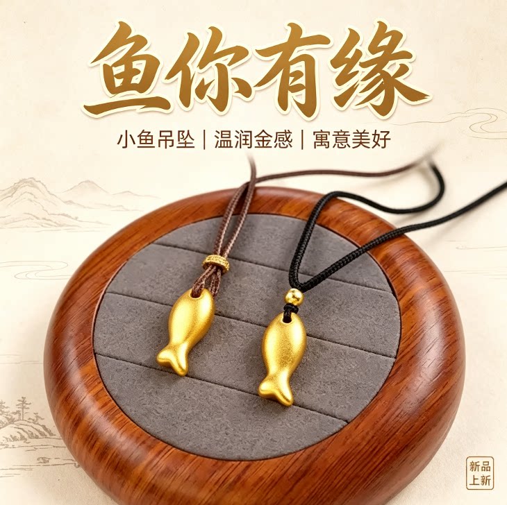 磨砂小金鱼锦鲤项链女 抖音热门越南沙金百搭吊坠饰品