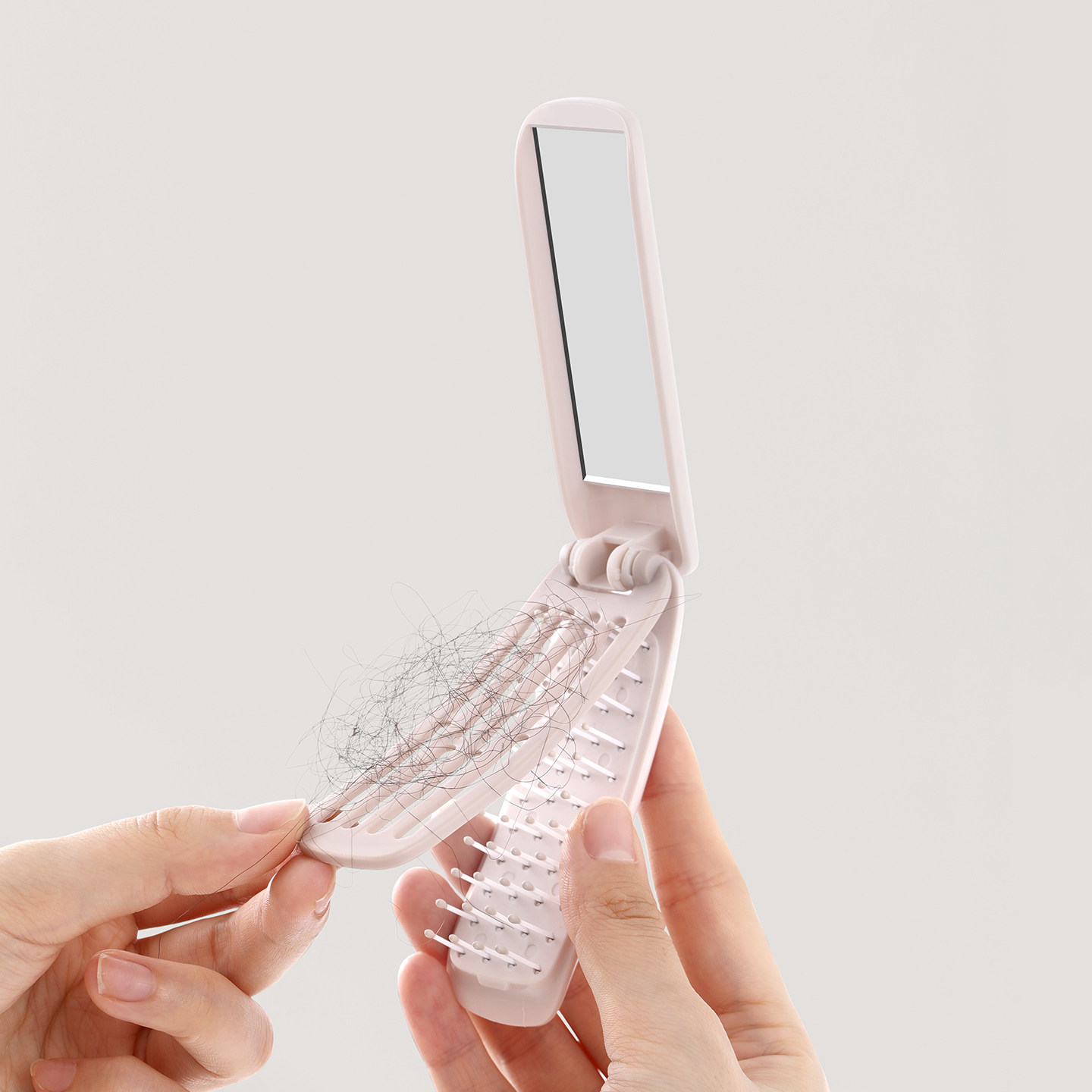 折叠小梳子带镜子一体迷你随身便携女士长发专用小号排骨梳自清洁