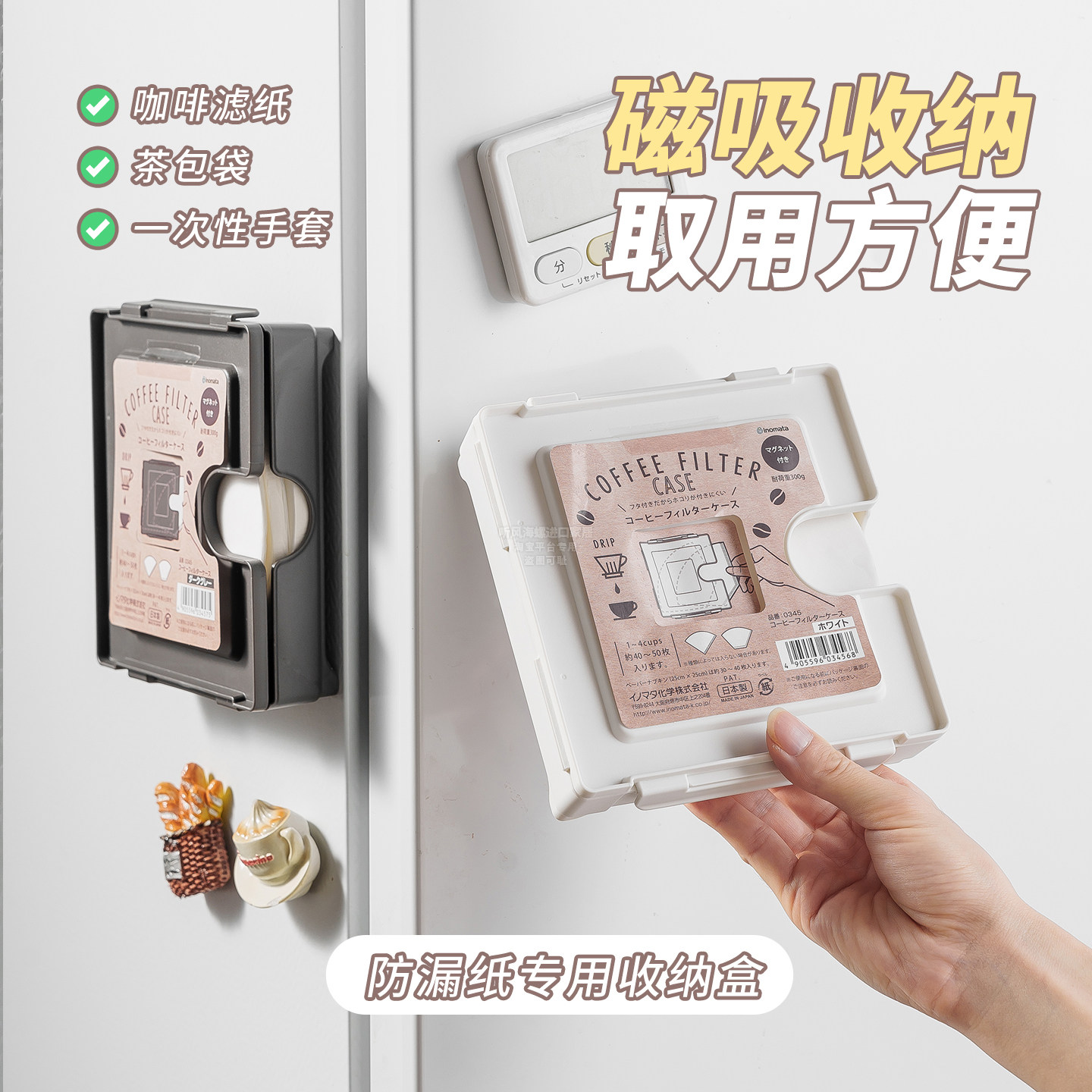 抽取式奶茶防漏纸收纳盒手冲咖啡滤纸防溢纸防尘整理冰箱磁吸盒子图片