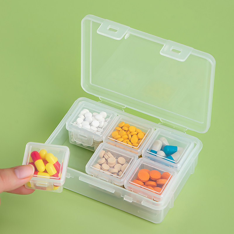 透明药盒独立单格分格药丸分装棉签收纳盒便携随身方形塑料小盒子,收纳整理,药盒,淘宝优惠券,粉丝福利购,淘宝优惠卷