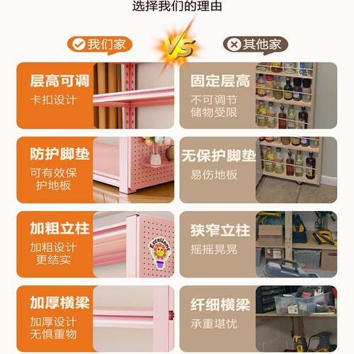 粉色多层钢制置物架｜落地阳台