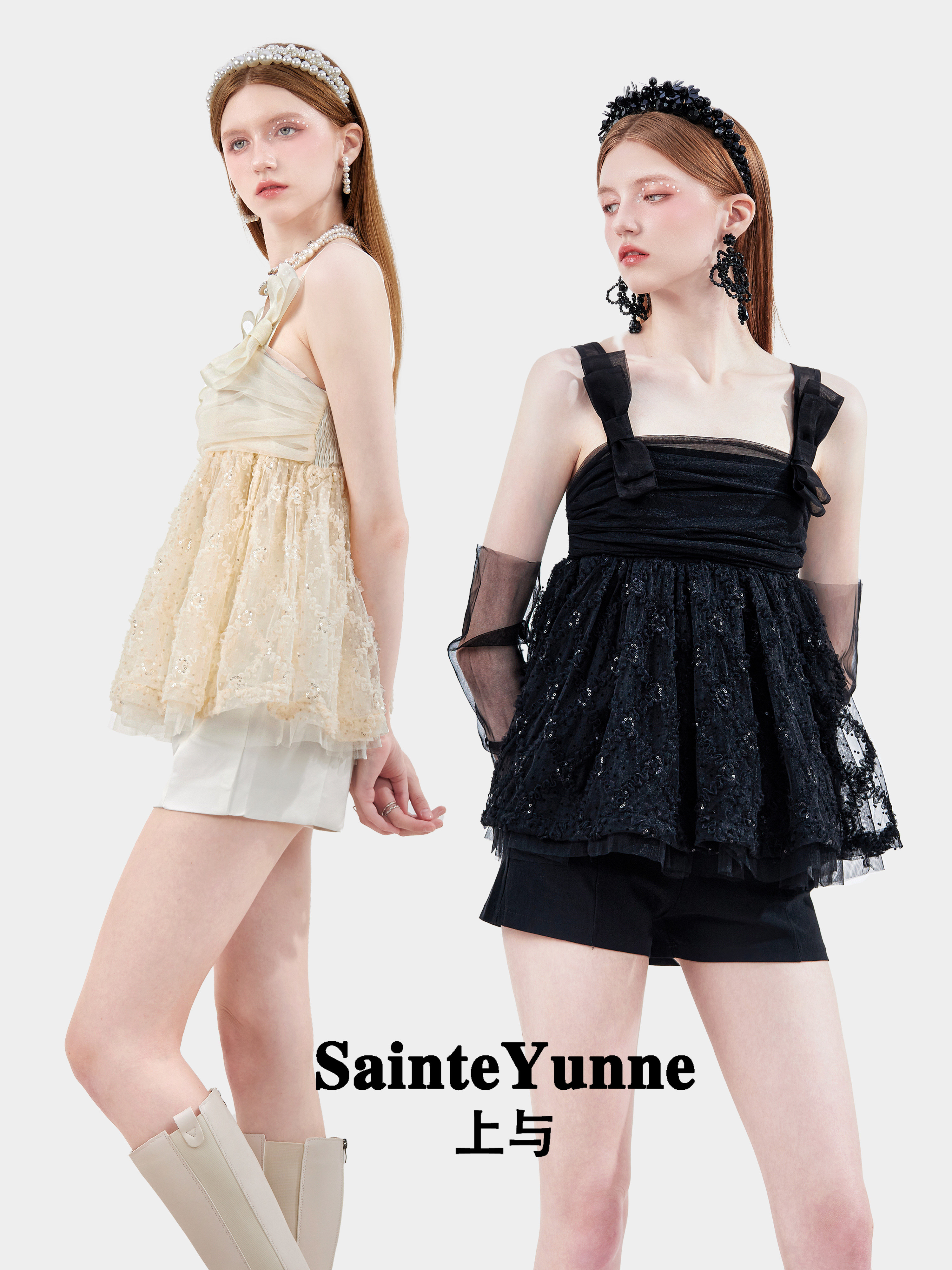 限时破价 SainteYunne刺绣蕾丝吊带背心夏短款蕾丝网纱上衣SY121