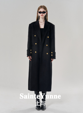 SainteYunne原创长款高级贵气男女秋冬羊毛双排扣显瘦大衣DY253
