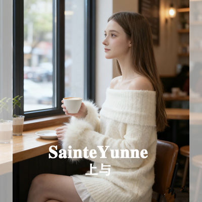 一字肩毛衣软糯露肩上衣