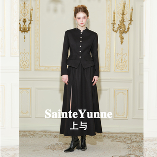 SainteYunne上与原创秋冬 小立领收腰银色钻扣外套WT835 高贵优雅