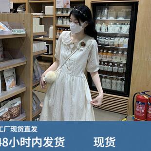 甜美日系夏季连衣裙少女2024新款初中高中学生森系ins风中长裙子