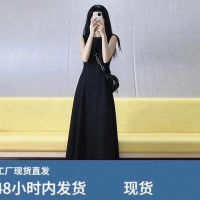 黑色无袖洋装子女2026新款夏季法式气质高级感礼服收腰显瘦长裙