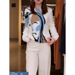 法式气质设计感印花长袖小衫2025秋冬新款修身小众高级感上衣女款