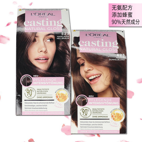 欧莱雅染发剂法国亚麻焦糖粉棕色