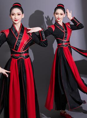 送扇子风汉服女中国服装舞蹈服武侠剑舞霍元甲演出服侠客行秧歌古