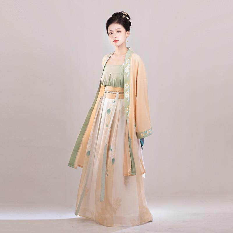 高档进口雅裳小筑蔓若原创汉服女宋制绣花褙子齐腰三件套日常新中