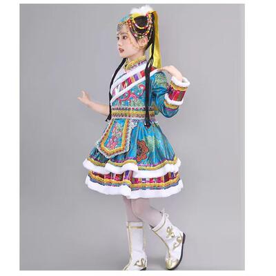 儿童藏族服装六一少数民族服装藏服女童开场舞独唱盛装舞蹈表演服