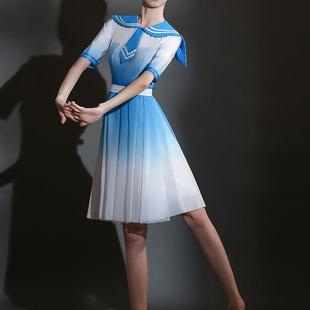 现代舞演出服女青春活力表演服舞蹈服装快板伴舞短裙合唱团连衣裙