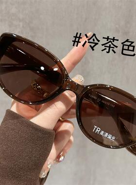 茶色猫眼墨镜女款2025新款级感防紫外线复古开车偏光太阳眼镜